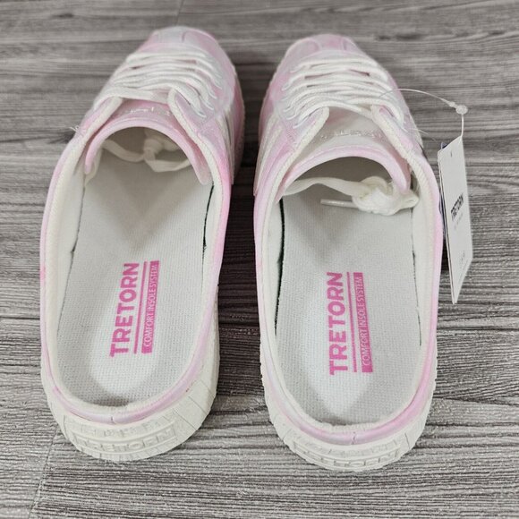 Tretorn Lace up Sneaker Mules Easy Nylite Canvas Pink/White Dye Women's Sz 9 NEW - Picture 9 of 16